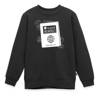 My travel memorises passport - blanc - Sweat Premium enfant bio - noir - Devant - AI Model Kid Female (0cm)