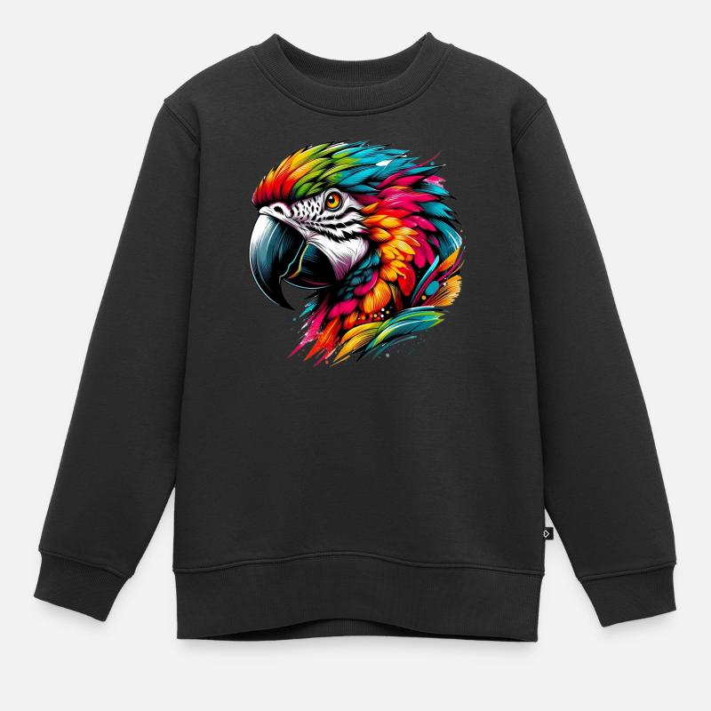 Papagei - Kinder Premium Organic Sweatshirt - Schwarz