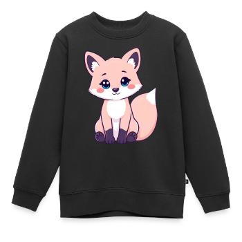 Neugieriger roter getigerter Fuchs mit auffälligen rosa Wangen - Kinder Premium Organic Sweatshirt - Schwarz - Vorne - AI Model Kid Female (0cm)