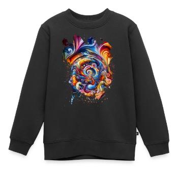 Wirbelnder Wirbel aus Farben - Kinder Premium Organic Sweatshirt - Schwarz - Vorne - AI Model Kid Female (0cm)