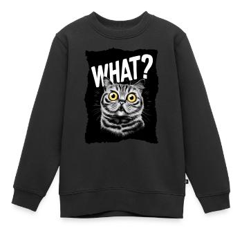 Katze - What? - Kinder Premium Organic Sweatshirt - Schwarz - Vorne - AI Model Kid Female (0cm)