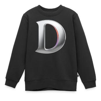 Chrome ,, D " Metallic - Kinder Premium Organic Sweatshirt - Schwarz - Vorne - AI Model Kid Female (0cm)