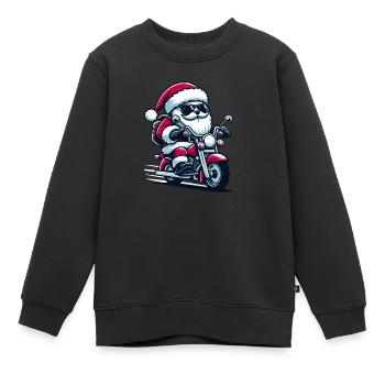 Santa Claus Biker - Kinder Premium Organic Sweatshirt - Schwarz - Vorne - AI Model Kid Female (0cm)
