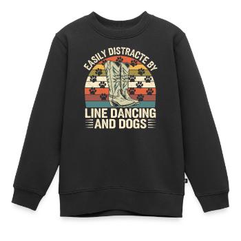 Danse en ligne et amour des chiens combinés - Sweat Premium enfant bio - noir - Devant - AI Model Kid Female (0cm)