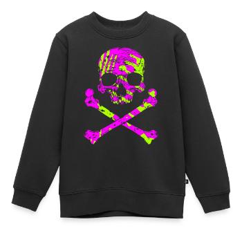 Totenkopf mit Knochen - Kinder Premium Organic Sweatshirt - Schwarz - Vorne - AI Model Kid Female (0cm)