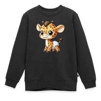 Bébé girafe avec couche - Sweat Premium enfant bio - noir - Devant - AI Model Kid Female (0cm)