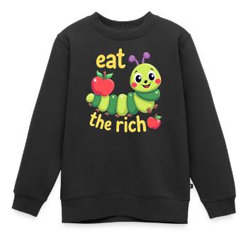 Mangez les riches - Chenille affamée - Sweat Premium enfant bio - noir - Devant - AI Model Kid Female (0cm)