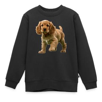 Chiot Cocker Spaniel - Sweat Premium enfant bio - noir - Devant - AI Model Kid Female (0cm)