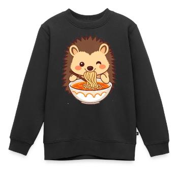 Un hérisson sucré aime la soupe de nouilles - Sweat Premium enfant bio - noir - Devant - AI Model Kid Female (0cm)