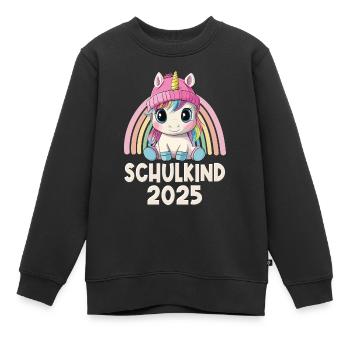 Schulkind 2025 Einhorn Einschulung Schule Schüler - Kinder Premium Organic Sweatshirt - Schwarz - Vorne - AI Model Kid Female (0cm)
