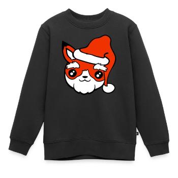 Fuchs Weihnachtsmann Weihnachten Mütze Nikolaus - Kinder Premium Organic Sweatshirt - Schwarz - Vorne - AI Model Kid Female (0cm)