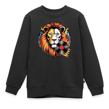 Rockmusik Löwenkopf - Kinder Premium Organic Sweatshirt - Schwarz - Vorne - AI Model Kid Female (0cm)