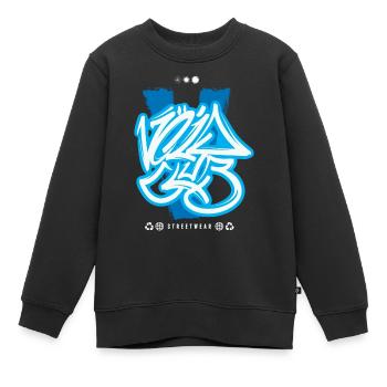 Graffiti urbain streetwear - Sweat Premium enfant bio - noir - Devant - AI Model Kid Female (0cm)