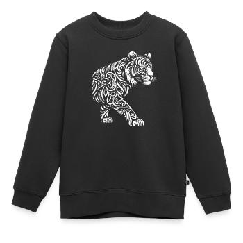 Tigre tribal - Sweat Premium enfant bio - noir - Devant - AI Model Kid Female (0cm)
