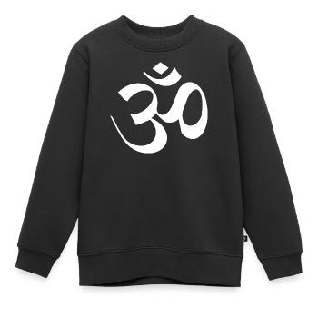 Bouddhisme OM Signe Bouddha Blanc - Sweat Premium enfant bio - noir - Devant - AI Model Kid Female (0cm)