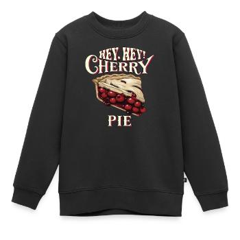 Hé, hé ! Tarte aux cerises - Sweat Premium enfant bio - noir - Devant - AI Model Kid Female (0cm)