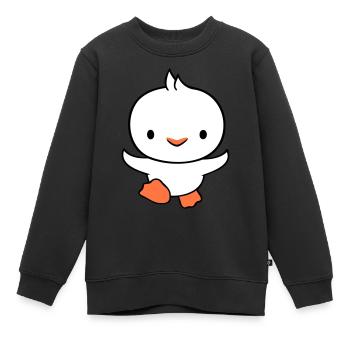 Ente rennt schnell will fliegen niedlich flattern - Kinder Premium Organic Sweatshirt - Schwarz - Vorne - AI Model Kid Female (0cm)