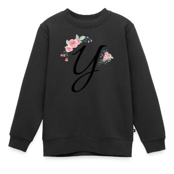 Brief und Blumen - Kinder Premium Organic Sweatshirt - Schwarz - Vorne - AI Model Kid Female (0cm)