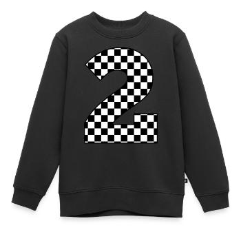 Numéro 2 à carreaux - Sweat Premium enfant bio - noir - Devant - AI Model Kid Female (0cm)