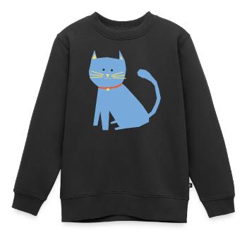 Blaue Katze - Kinder Premium Organic Sweatshirt - Schwarz - Vorne - AI Model Kid Female (0cm)