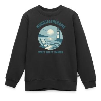 Nordseetherapie - Watt hilft immer - Kinder Premium Organic Sweatshirt - Schwarz - Vorne - AI Model Kid Female (0cm)