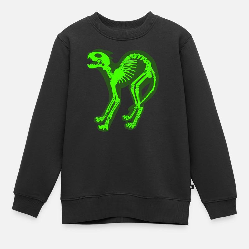 Skelett Katze - Kinder Premium Organic Sweatshirt - Schwarz