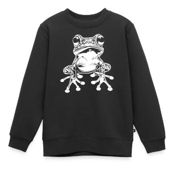 Frosch Illustration Graphic Reptil - Kinder Premium Organic Sweatshirt - Schwarz - Vorne - AI Model Kid Female (0cm)