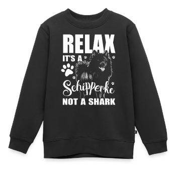 Entspannen Sie sich, es ist ein Schipperke, kein Hai - Kinder Premium Organic Sweatshirt - Schwarz - Vorne - AI Model Kid Female (0cm)
