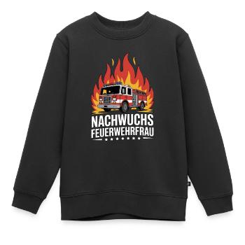 Nachwuchs Feuerwehrfrau mit Flammen - Kinder Premium Organic Sweatshirt - Schwarz - Vorne - AI Model Kid Female (0cm)