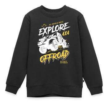 Aventure Tout-terrain Véhicule tout-terrain 4x4 - Sweat Premium enfant bio - noir - Devant - AI Model Kid Female (0cm)