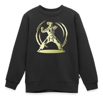 Karate Silhouette Fighter - Kids Premium Organic Sweatshirt - black - Front - AI Model Kid Female (0cm)