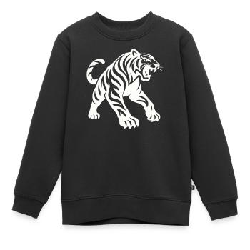 Tiger Silhouette - Kinder Premium Organic Sweatshirt - Schwarz - Vorne - AI Model Kid Female (0cm)