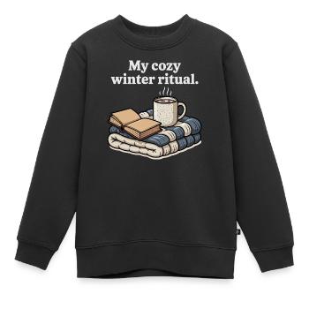 Mon cadeau de couvertures de café pour mon rituel hivernal douillet - Sweat Premium enfant bio - noir - Devant - AI Model Kid Female (0cm)