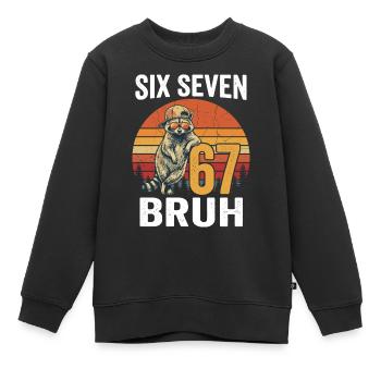 Six Seven 67 Raccoon Sunglasses Brew Meme - Kids Premium Organic Sweatshirt - black - Front - AI Model Kid Female (0cm)