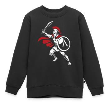 Guerrier Spartiate Épée Mascotte Spartan Strike - Sweat Premium enfant bio - noir - Devant - AI Model Kid Female (0cm)