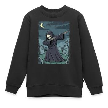 Faucheuse dans le cimetière nocturne - Sweat Premium enfant bio - noir - Devant - AI Model Kid Female (0cm)