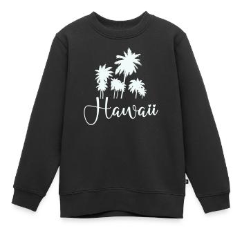Palmiers hawaïens - Sweat Premium enfant bio - noir - Devant - AI Model Kid Female (0cm)