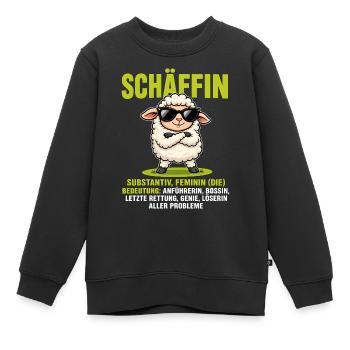 Schäffin - Lustiges Schaf Design für Chefinnen - Kinder Premium Organic Sweatshirt - Schwarz - Vorne - AI Model Kid Female (0cm)