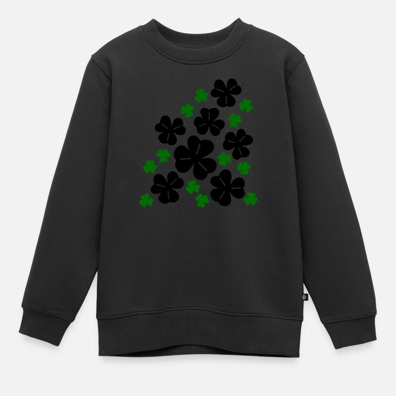 Kleeblätter - Kinder Premium Organic Sweatshirt - Schwarz