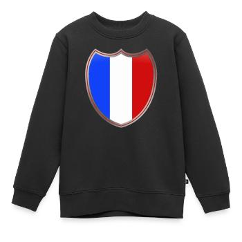 France (Frankreich_Wappen) - Kinder Premium Organic Sweatshirt - Schwarz - Vorne - AI Model Kid Female (0cm)