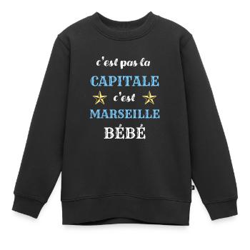 c'est pas la capitale humour - Sweat Premium enfant bio - noir - Devant - AI Model Kid Female (0cm)