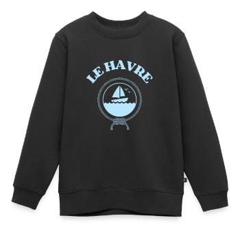 le havre bateau homme cadeau personnalisé femme - Sweat Premium enfant bio - noir - Devant - AI Model Kid Female (0cm)