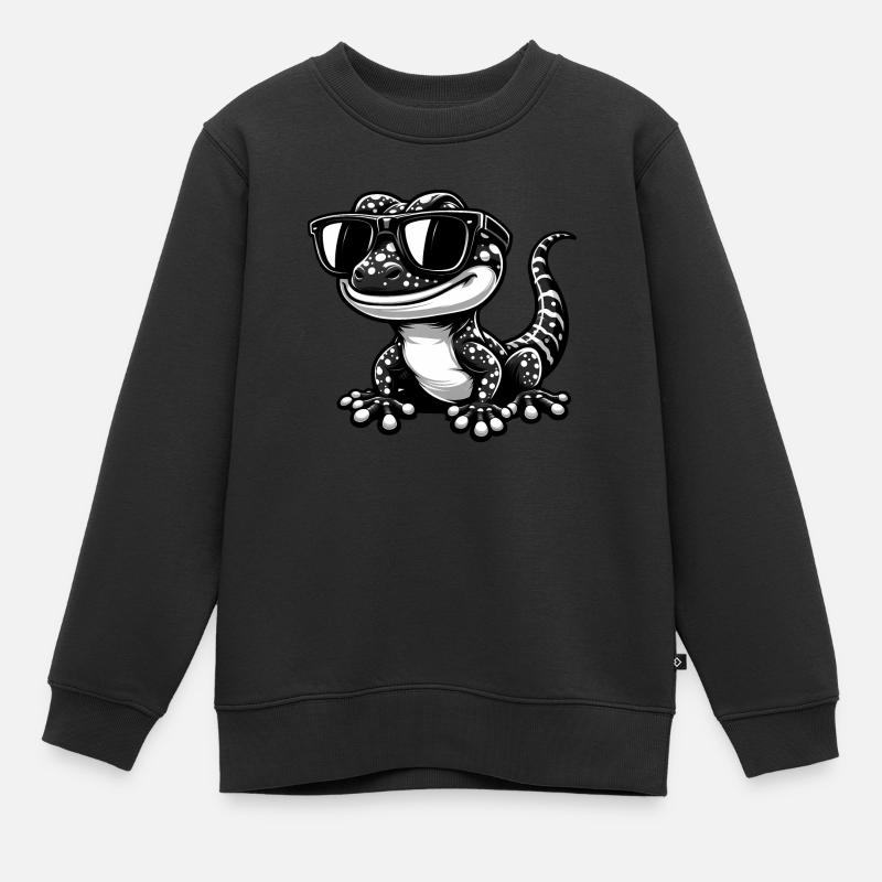 Gecko avec lunettes de soleil - Sweat Premium enfant bio - noir