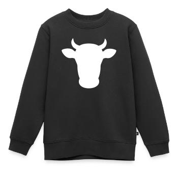kuh kopf rind - Kinder Premium Organic Sweatshirt - Schwarz - Vorne - AI Model Kid Female (0cm)