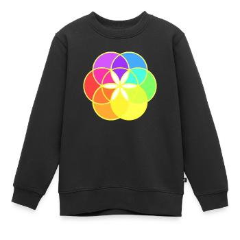 Mehrfarbiges Leben Samen Omraam - Kinder Premium Organic Sweatshirt - Schwarz - Vorne - AI Model Kid Female (0cm)