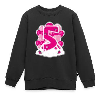 Fünfter Geburtstag mit Rosa Luftballons. - Kinder Premium Organic Sweatshirt - Schwarz - Vorne - AI Model Kid Female (0cm)