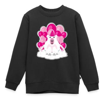 Geburtstags Eisbär in Pink und Rosa. - Kinder Premium Organic Sweatshirt - Schwarz - Vorne - AI Model Kid Female (0cm)
