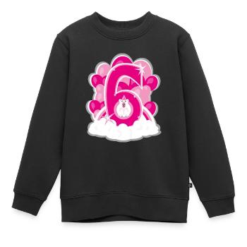 Sechster Geburtstag in Pink mit Eisbär. - Kinder Premium Organic Sweatshirt - Schwarz - Vorne - AI Model Kid Female (0cm)