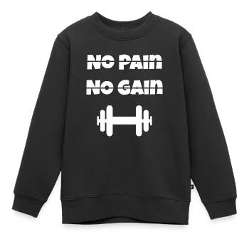 No Pain No Gain - Sweat Premium enfant bio - noir - Devant - AI Model Kid Female (0cm)