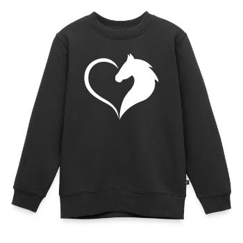 Herz Hobby Pferd Sport Sattel Geschenk Dressur - Kinder Premium Organic Sweatshirt - Schwarz - Vorne - AI Model Kid Female (0cm)